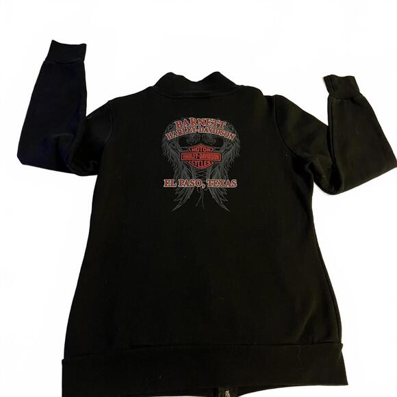Harley-Davidson Black Full-Zip Jacket Sweatshirt Woman’s Medium with Red Logo - Picture 3 of 6